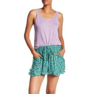 Angie Ruffle Trim Printed Shorts